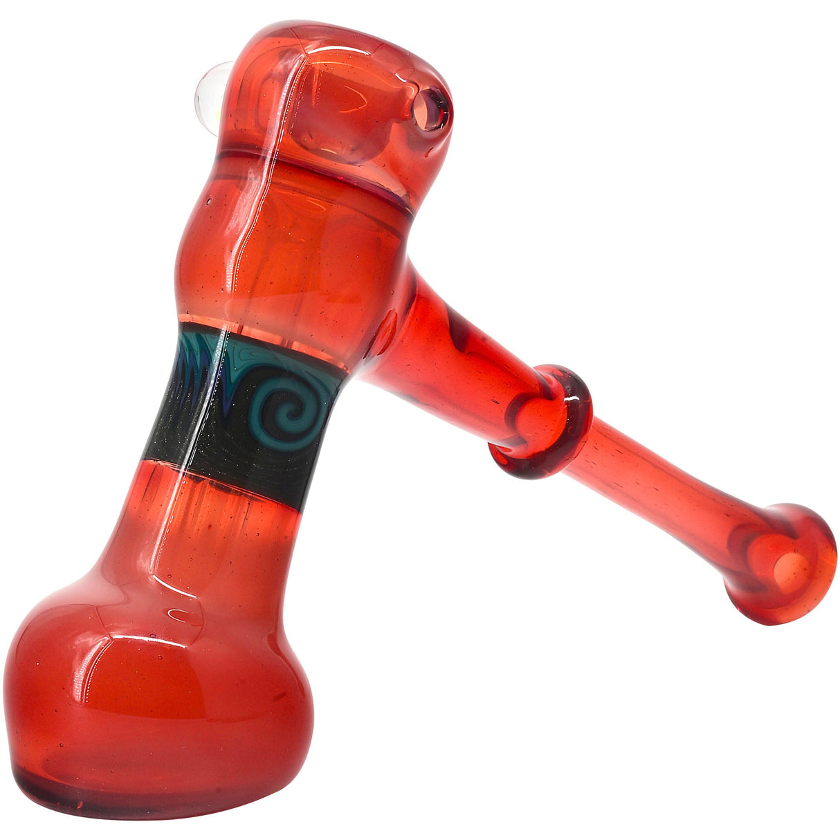 Crimson Fire Hammer Glass Bubbler by Chris Lezak