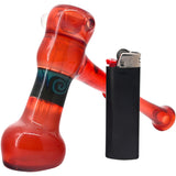 Crimson Fire Hammer Glass Bubbler by Chris Lezak