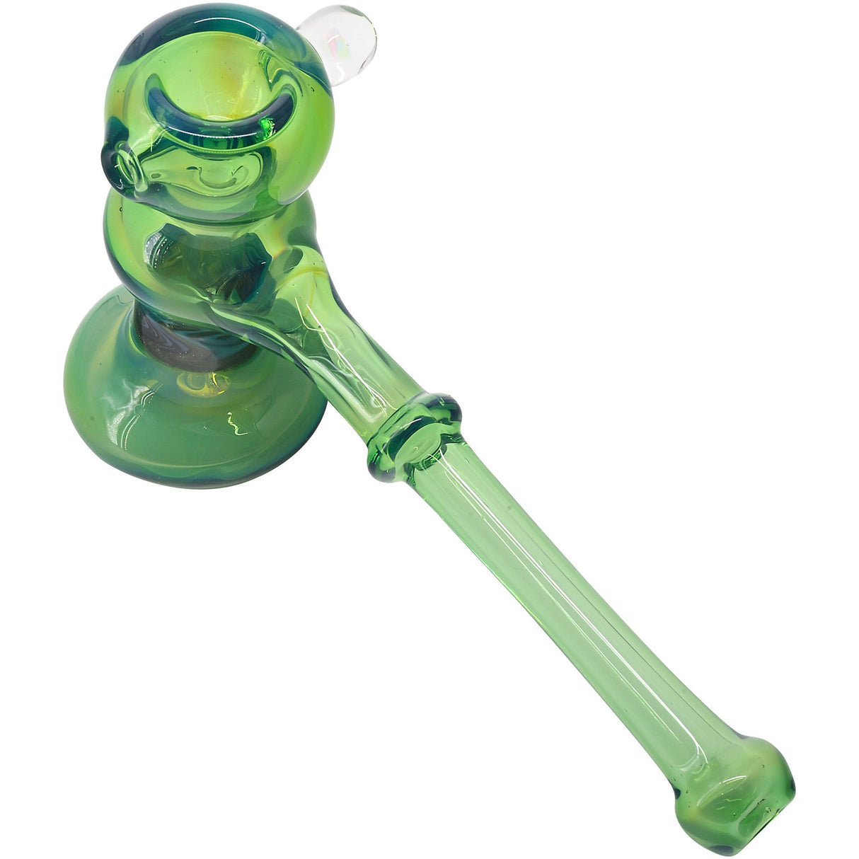 Moss Green Hammer Glass Bubbler by Chris Lezak