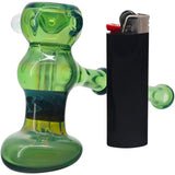 Moss Green Hammer Glass Bubbler by Chris Lezak