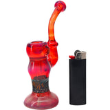 Crimson Fire Sherlock Bubbler Glass Pipe by Chris Lezak
