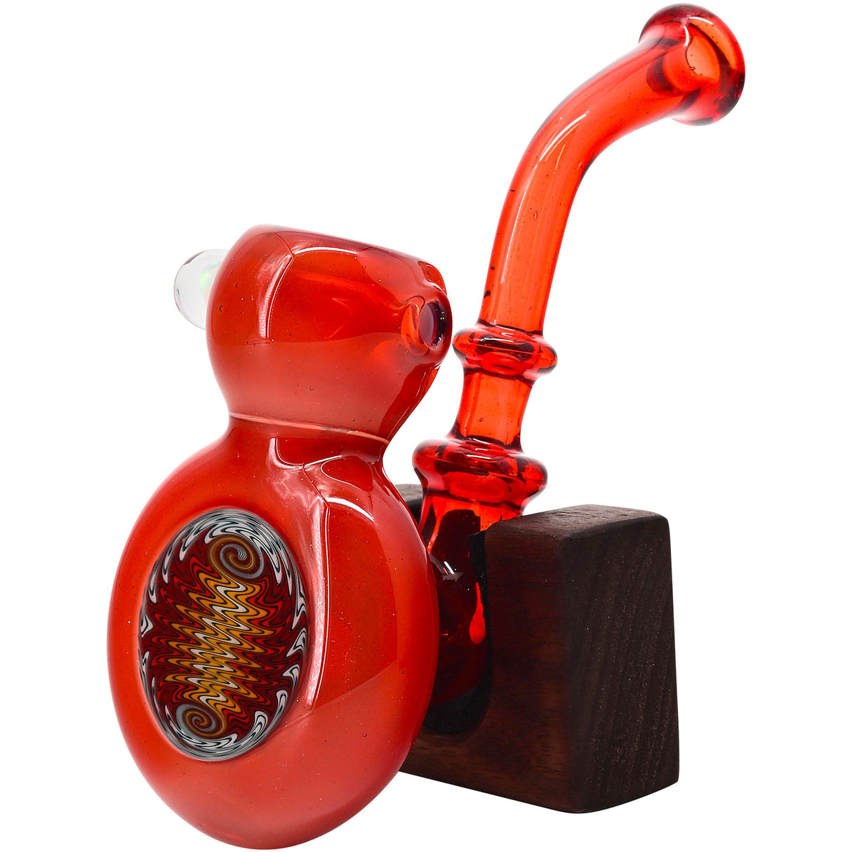 Fumed Fire Red Sherlock Glass Bubbler by Chris Lezak