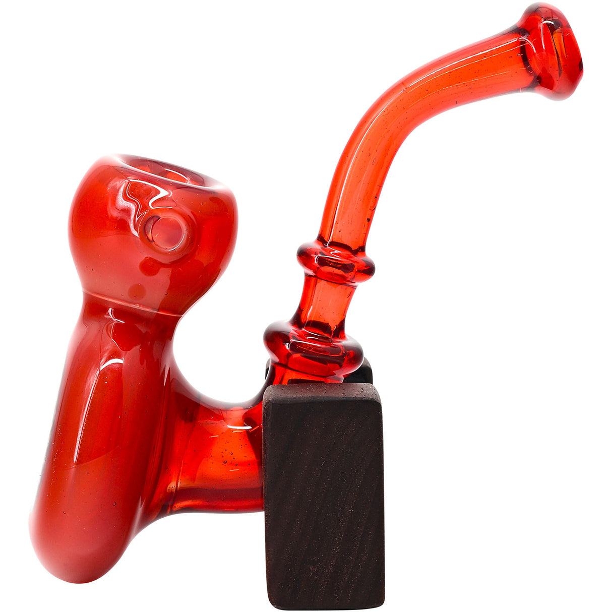 Fumed Fire Red Sherlock Glass Bubbler by Chris Lezak