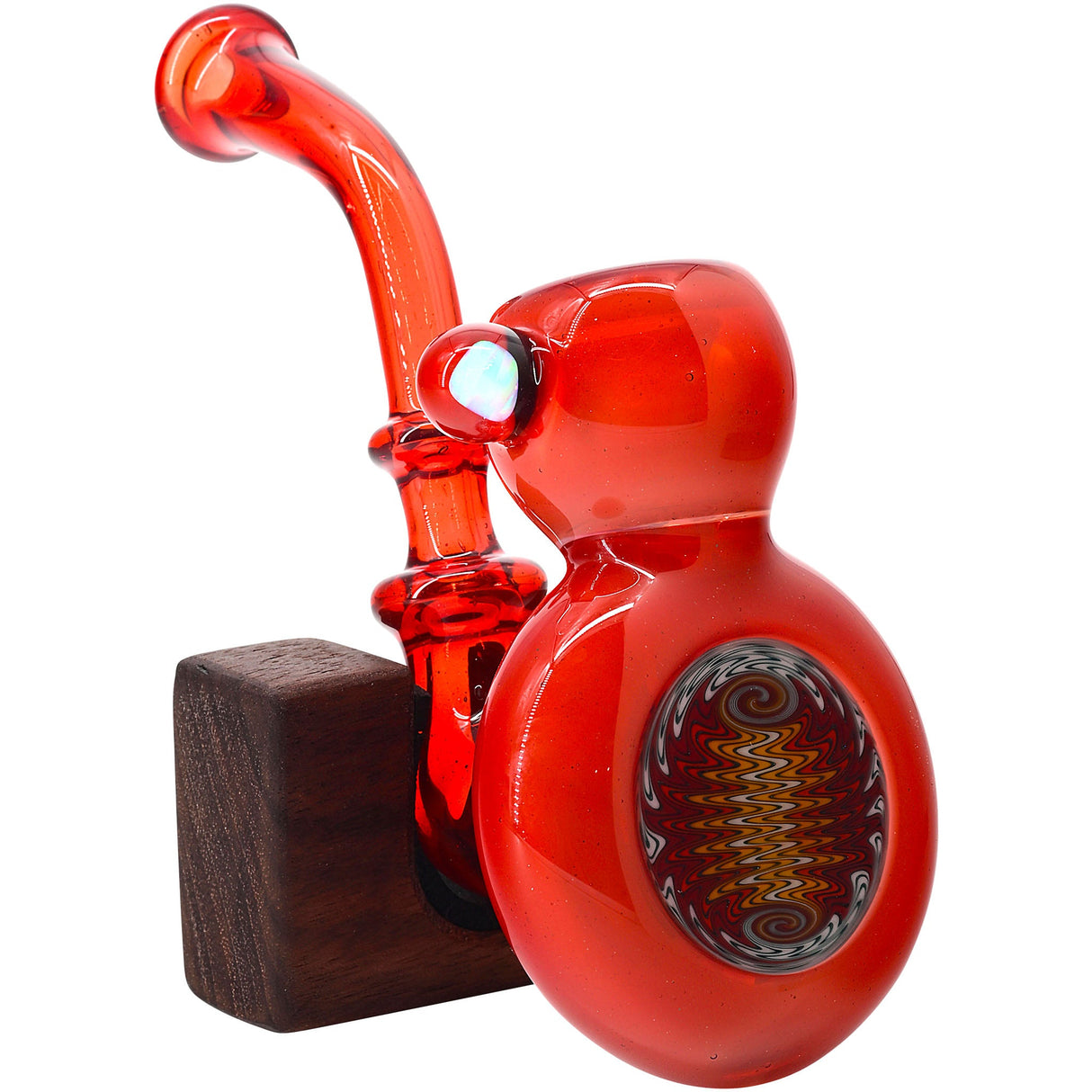 Fumed Fire Red Sherlock Glass Bubbler by Chris Lezak
