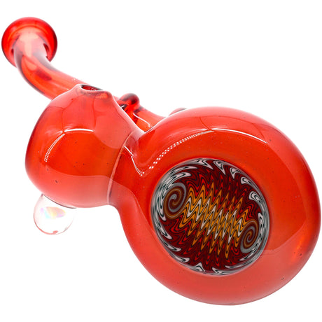 Fumed Fire Red Sherlock Glass Bubbler by Chris Lezak