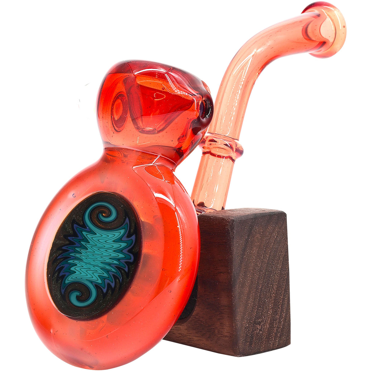 Fire Red Sherlock Glass Bubbler with Reversal by Chris Lezak