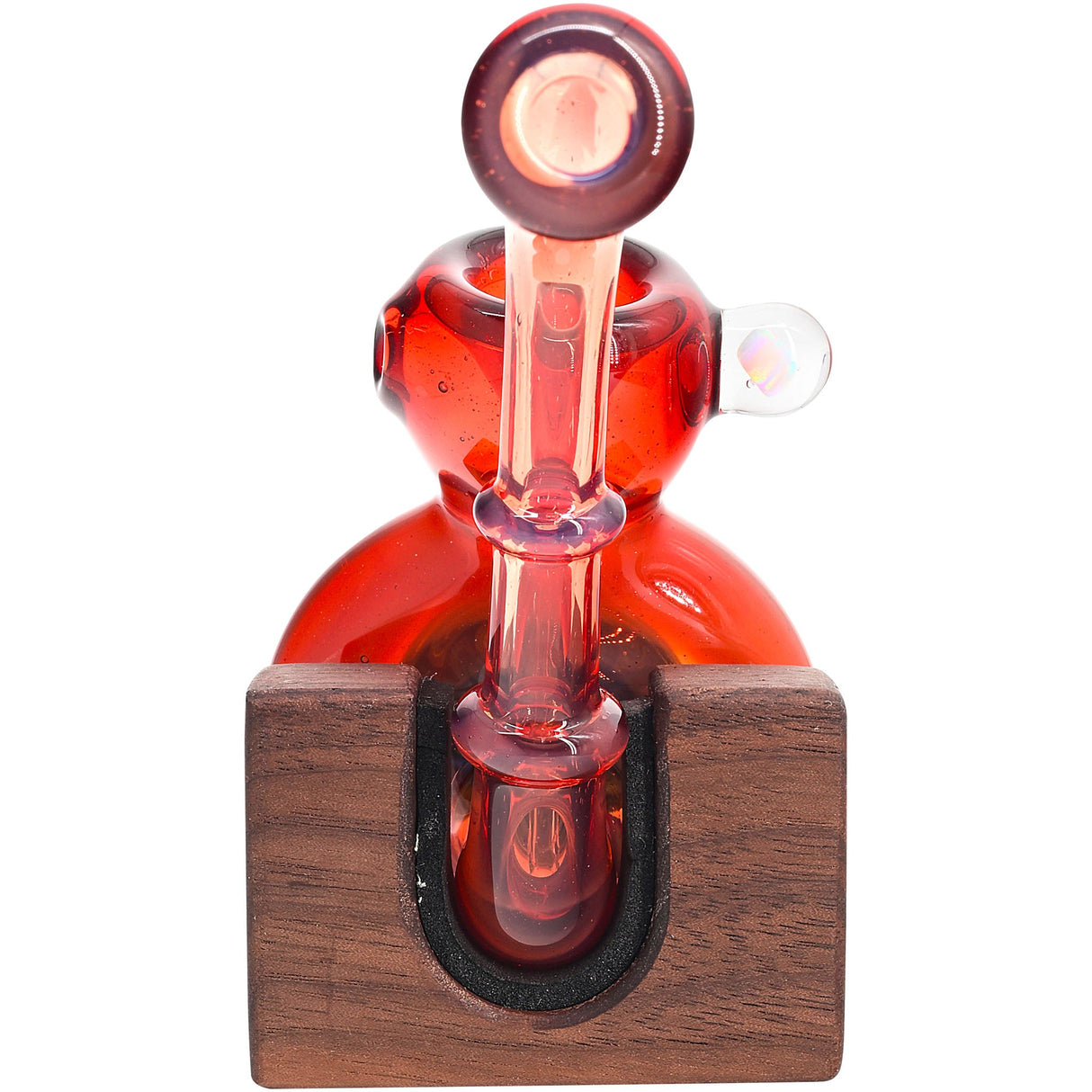 Fire Red Sherlock Glass Bubbler with Reversal by Chris Lezak