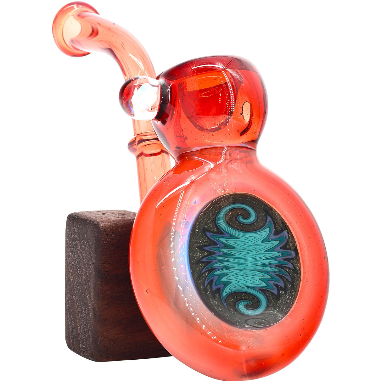 Fire Red Sherlock Glass Bubbler with Reversal by Chris Lezak