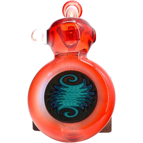 Fire Red Sherlock Glass Bubbler with Reversal by Chris Lezak