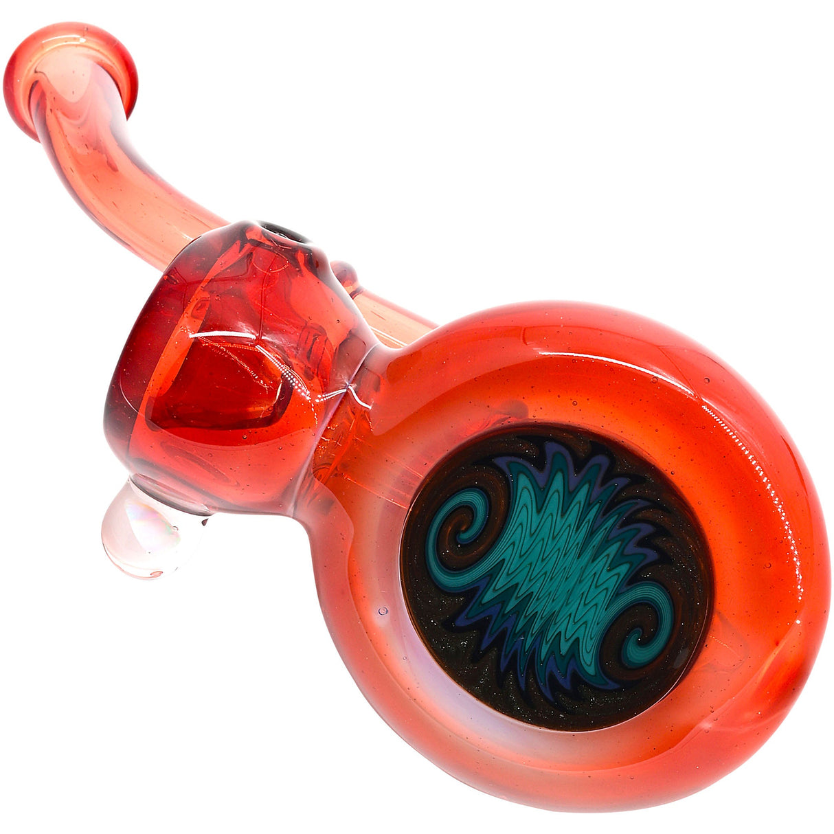Fire Red Sherlock Glass Bubbler with Reversal by Chris Lezak