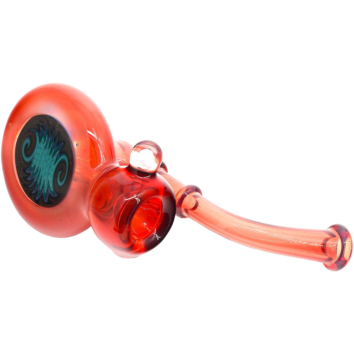 Fire Red Sherlock Glass Bubbler with Reversal by Chris Lezak