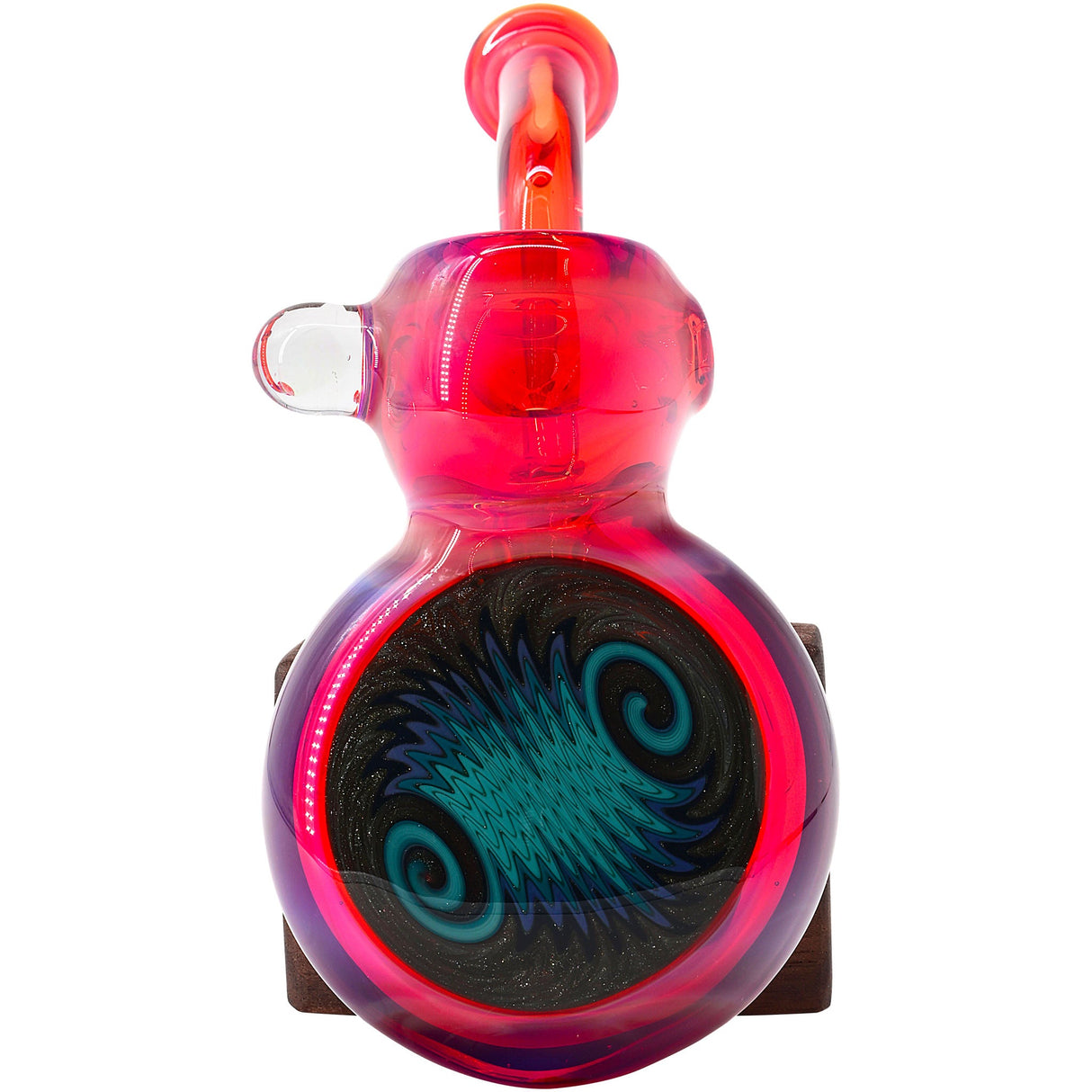 Fumed Ruby Sherlock Glass Bubbler Pipe by Chris Lezak