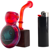 Fumed Ruby Sherlock Glass Bubbler Pipe by Chris Lezak