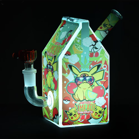 Dabtized Juice Carton LED Glass Water Pipe | 6.25" | 14mm F | Designs Vary