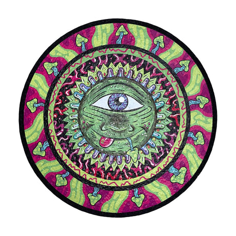 East Coasters 10" Dab Mat featuring psychedelic eye design, vibrant colors, top view