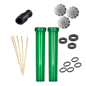 DynaVap DynaKit Basic replacement parts kit displaying O-rings, CCD screens, mouthpiece, and pipe cleaners