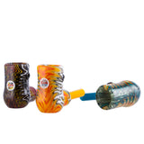 Crush Classic Corn Cob Glass Pipes in assorted colors, front and side views