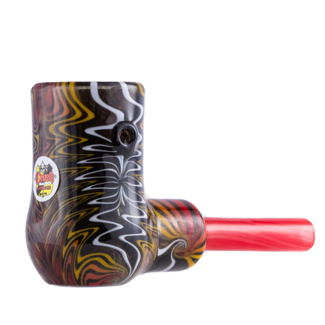 Crush Classic Corn Cob Glass Pipe in Red - Side View with Swirl Design