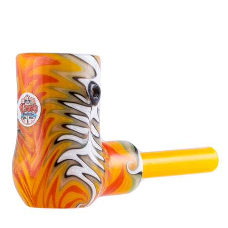 Crush Classic Corn Cob Glass Pipe in Yellow, Side View - Compact and Colorful Handpipe