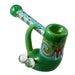 Crush Fang Bub Pipe in Green with Dual Galaxy Marbles, Borosilicate Glass, Angled Side View