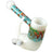 Crush Fang Bub Pipe in White with Dual Galaxy Marbles and Borosilicate Glass, 4.5" Length, Side View