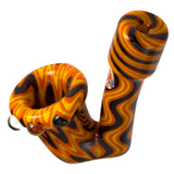 Crush Sherlock Hooks Hand Pipe in Aztec Yellow with Swirl Design - Angled Side View