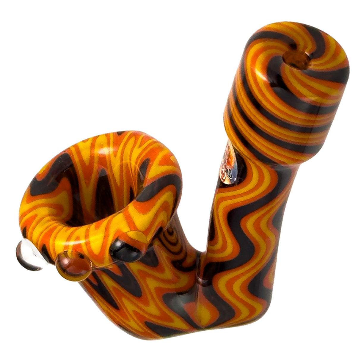 Crush Sherlock Hooks Hand Pipe in Aztec Yellow, Borosilicate Glass, for Dry Herbs - Angled View