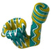 Crush Sherlock Hooks Hand Pipe in Teal & Yellow, Borosilicate Glass, Angled View