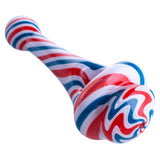 Crush Spinning Top Pipe in Red, White, and Blue - Durable Borosilicate Glass Handpipe for Dry Herbs