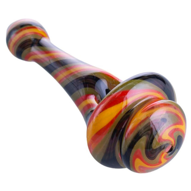 Crush Spinning Top Pipe in vibrant veggie colors, side view, made of durable borosilicate glass