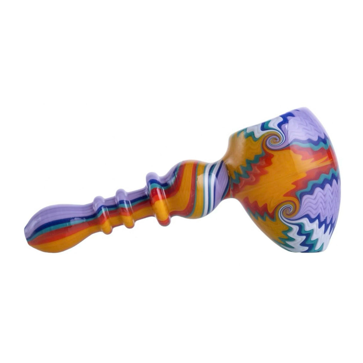 Crush Tomahawk Eye Candy Bubbler in Vibrant Multicolor - Side View for Dry Herbs