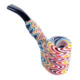 Crush Headdy Sherlock Hand Pipe in Ipanema colors, Borosilicate glass, for dry herbs, side view