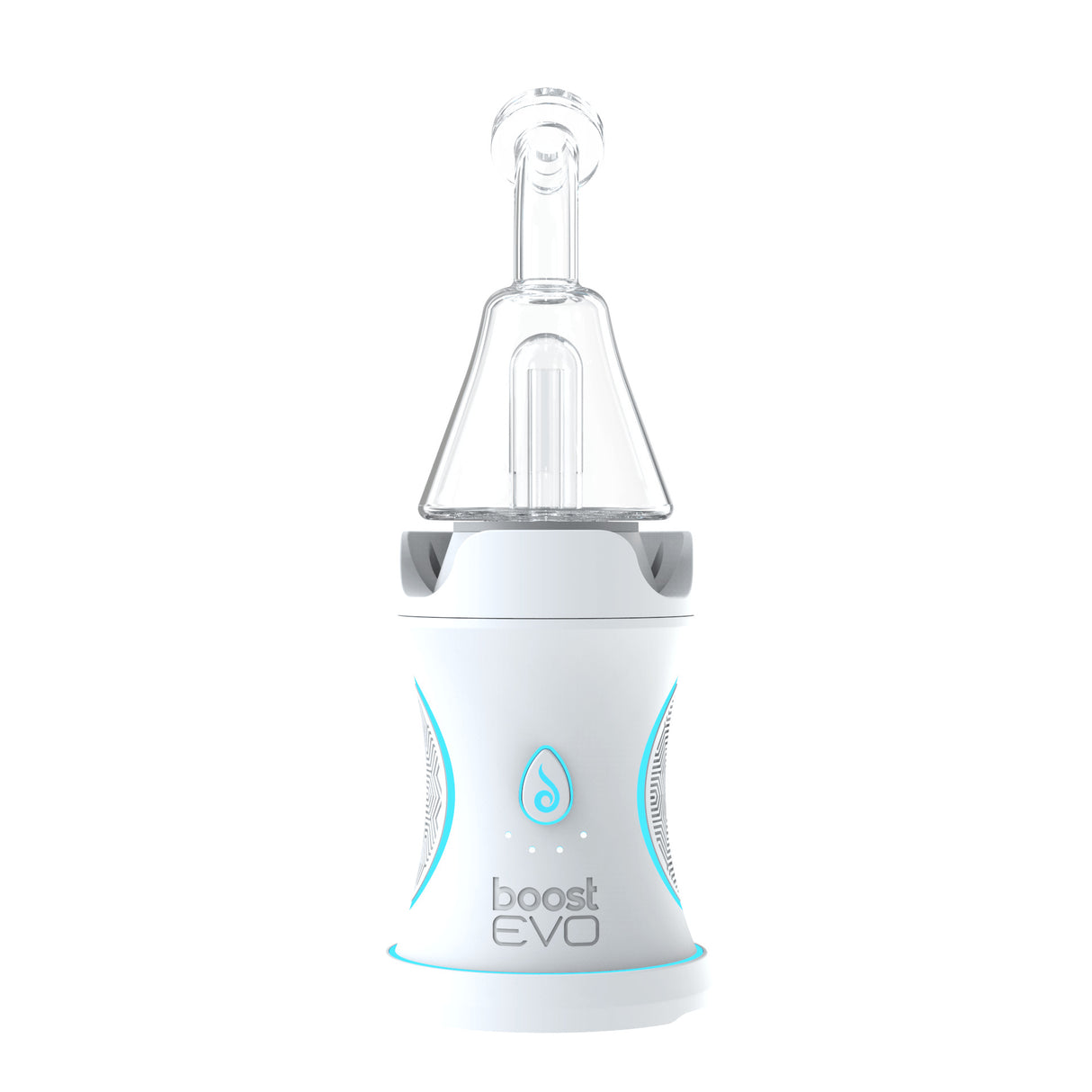 Dr Dabber Boost Evo White Vaporizer with Quartz Attachment, Front View on White Background