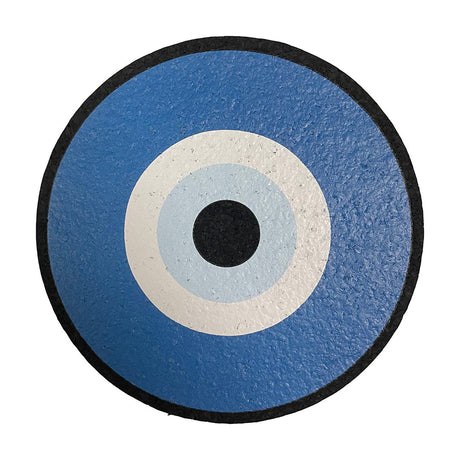East Coasters 8 inch Evil Eye Dab Mat, top view on seamless white background, ideal for rigs