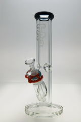 TAG - 12" Straight Tube 50x9MM - 18/14MM Downstem (3.75") Wavy Sandblasted Logo - Clear .02