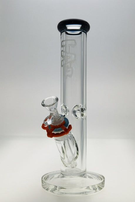 TAG - 12" Straight Tube 50x9MM - 18/14MM Downstem (3.75") Wavy Sandblasted Logo - Clear .02