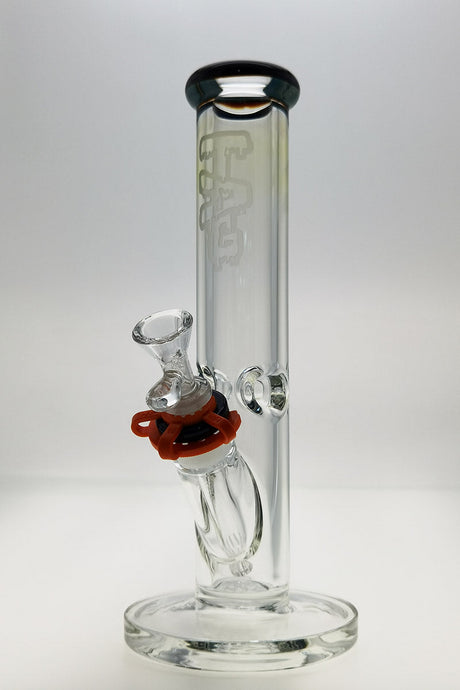 TAG - 12" Straight Tube 50x9MM - 18/14MM Downstem (3.75") Wavy Sandblasted Logo - Clear .02
