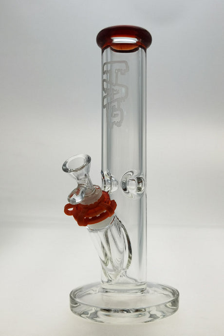 TAG - 12" Straight Tube 50x9MM - 18/14MM Downstem (3.75") Wavy Sandblasted Logo - Clear .02