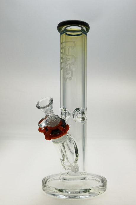 TAG - 12" Straight Tube 50x9MM - 18/14MM Downstem (3.75") Wavy Sandblasted Logo - Clear .02