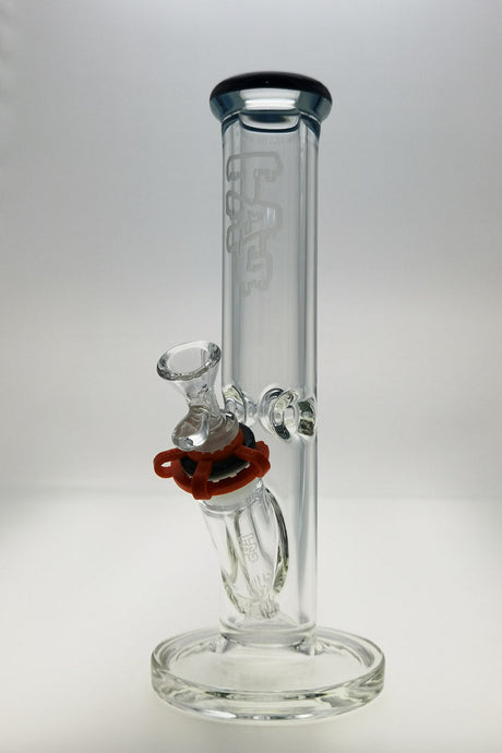 TAG - 12" Straight Tube 50x9MM - 18/14MM Downstem (3.75") Wavy Sandblasted Logo - Clear .02