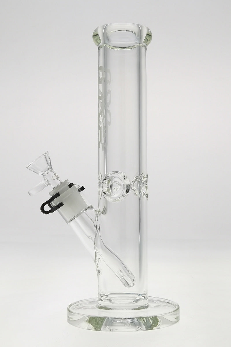 TAG - 12" Straight Tube 50x9MM - 18/14MM Downstem (3.75") Wavy Sandblasted Logo - Clear .02