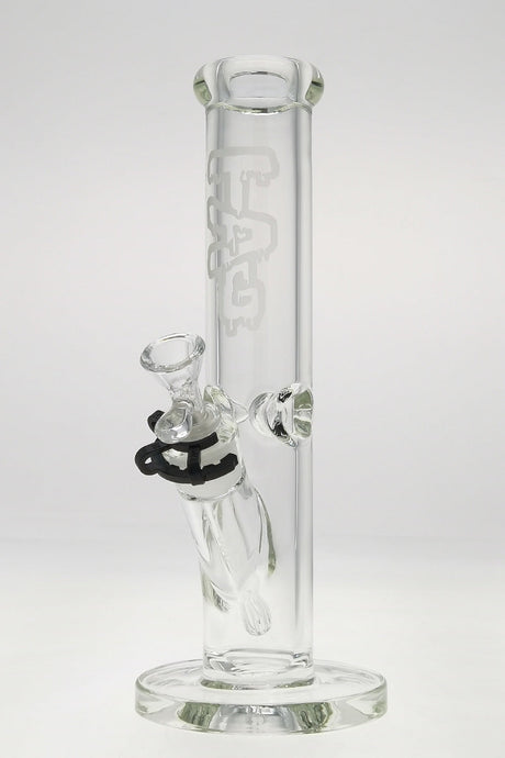 TAG - 12" Straight Tube 50x9MM - 18/14MM Downstem (3.75") Wavy Sandblasted Logo - Clear .02