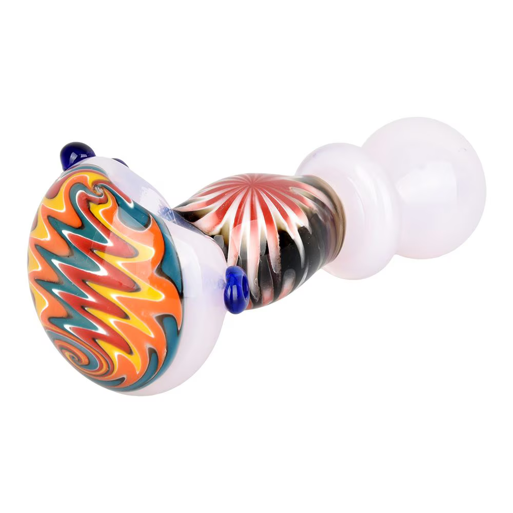 Flowering Perspective Ringed Glass Spoon Pipe | 4.75" | Colors Vary