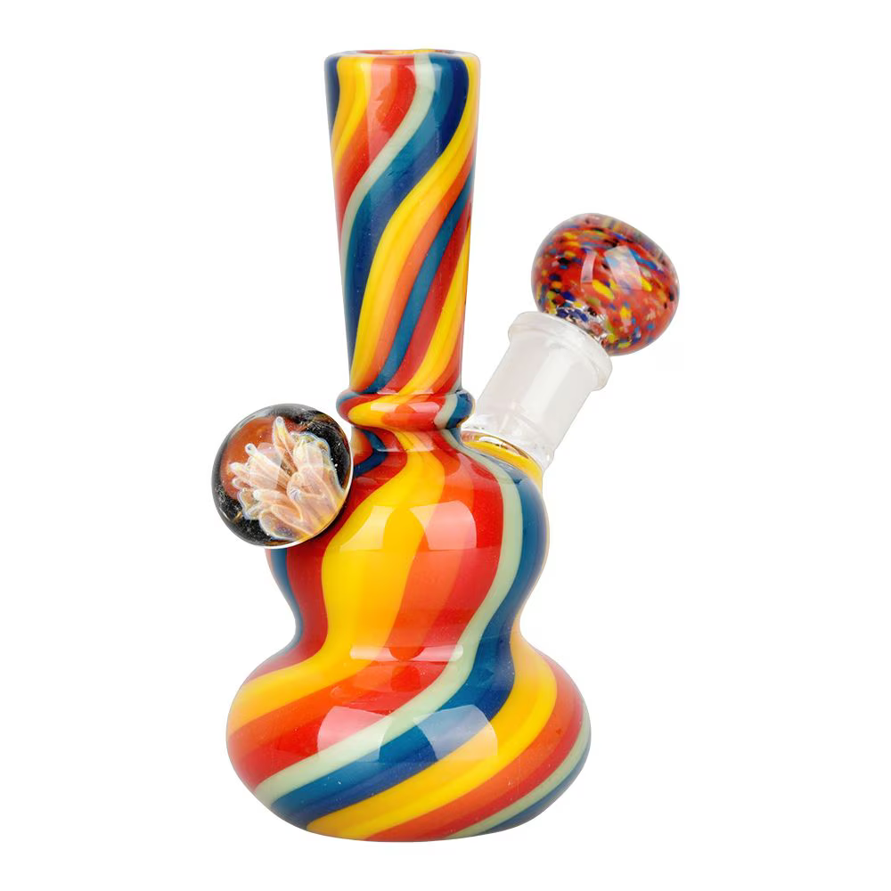 Flowering Rainbow Swirl Glass Water Pipe | 6" | 14mm F