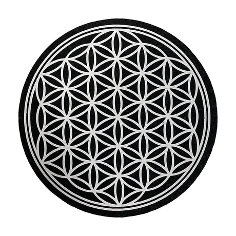 East Coasters 8 inch Dab Mat with Flower of Life Design, Protects Surfaces, Black and White