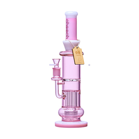 Cheech Glass 15" Pink Showerhead Water Pipe Front View with Borosilicate Glass and 14mm Female Joint