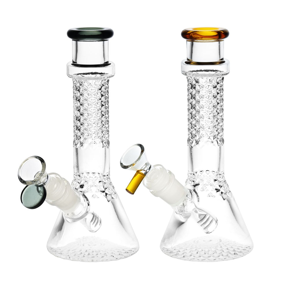 Mini Fractal Glass Beaker Water Pipe | 7.5" | 14mm F | Colors Vary