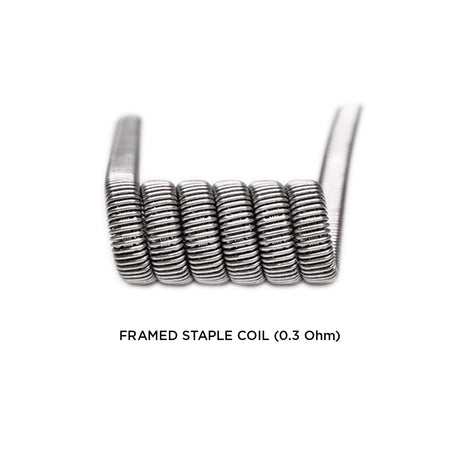 Close-up of Medusa Customs Framed Staple Pre-Built Coil, 0.3 Ohm, for vaporizers - 5 Pack