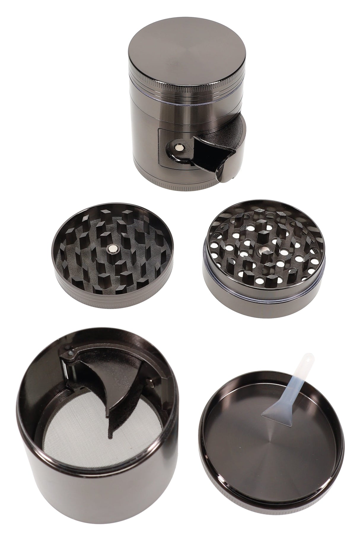 4-Part Metal Herb Grinder with Dispenser “Tap & Twist” – 2″ (53 mm)