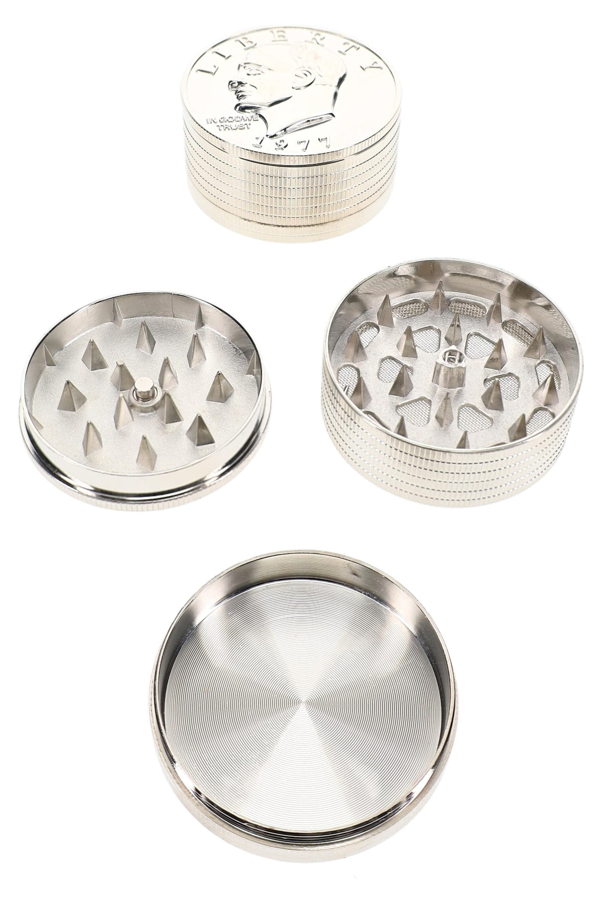 Coin 3-Part Metal Herb Grinder Pocket UFO 2 inch alternate view